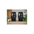 Skull Mason Jar with Lid, 4-Piece Set (2 skull Mason Jars & 2 Lids) 16oz, Black