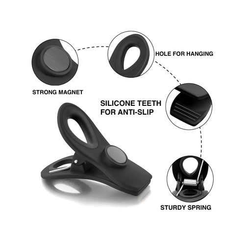 10-Piece Magnetic Bag Clip Set, Black