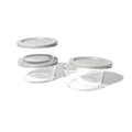 6 Piece Set (2 Cup / 16Oz) Round Glass Storage Containers With Lids, Grey