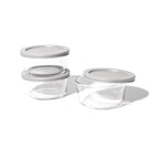 6 Piece Set (2 Cup / 16Oz) Round Glass Storage Containers With Lids, Grey
