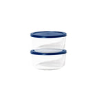 4 Piece Set (6.55 Cup / 52.4Oz) Round Glass Storage Containers With Lids, Blue