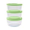 6 Piece Set (4 Cup / 32Oz) Round Glass Storage Containers With Lids, Pistachio