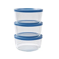 6 Piece Set (4 Cup / 32Oz) Round Glass Storage Containers With Lids, Deep Navy