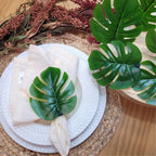 Charlo's Set 24 Green Monstera Leaf Tropical Napkin Rings Ecofriendly Pack for dining table decor