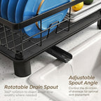 Dish Drying Rack with Drainboard and Utensil Holder - Black