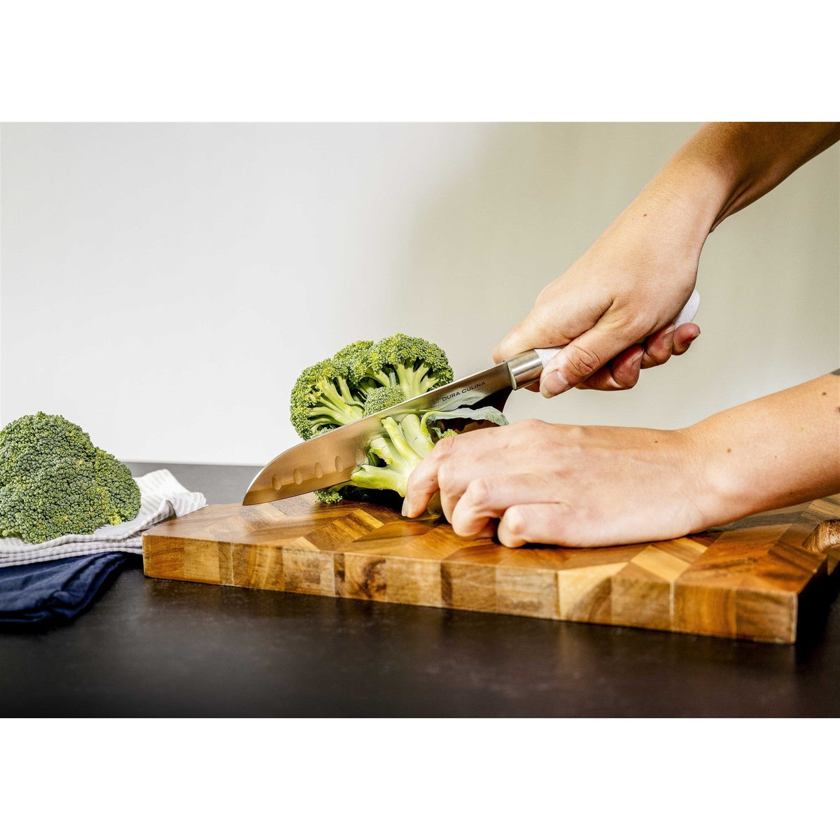 EcoCut 2 Piece Santoku Knife Set With Blade Guards, Grey
