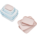 Container Culture 6-Piece Airtight Glass Food Storage Set with Lids, 25.35oz & 40.57oz Mixed Sizes - Berry Blush