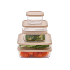 Container Culture 6-Piece Airtight Glass Food Storage Containers with Lids, 3 x 25.4oz - Cashew Cream