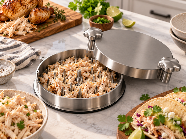 The Twist stainless steel meat shredding tool, product photo