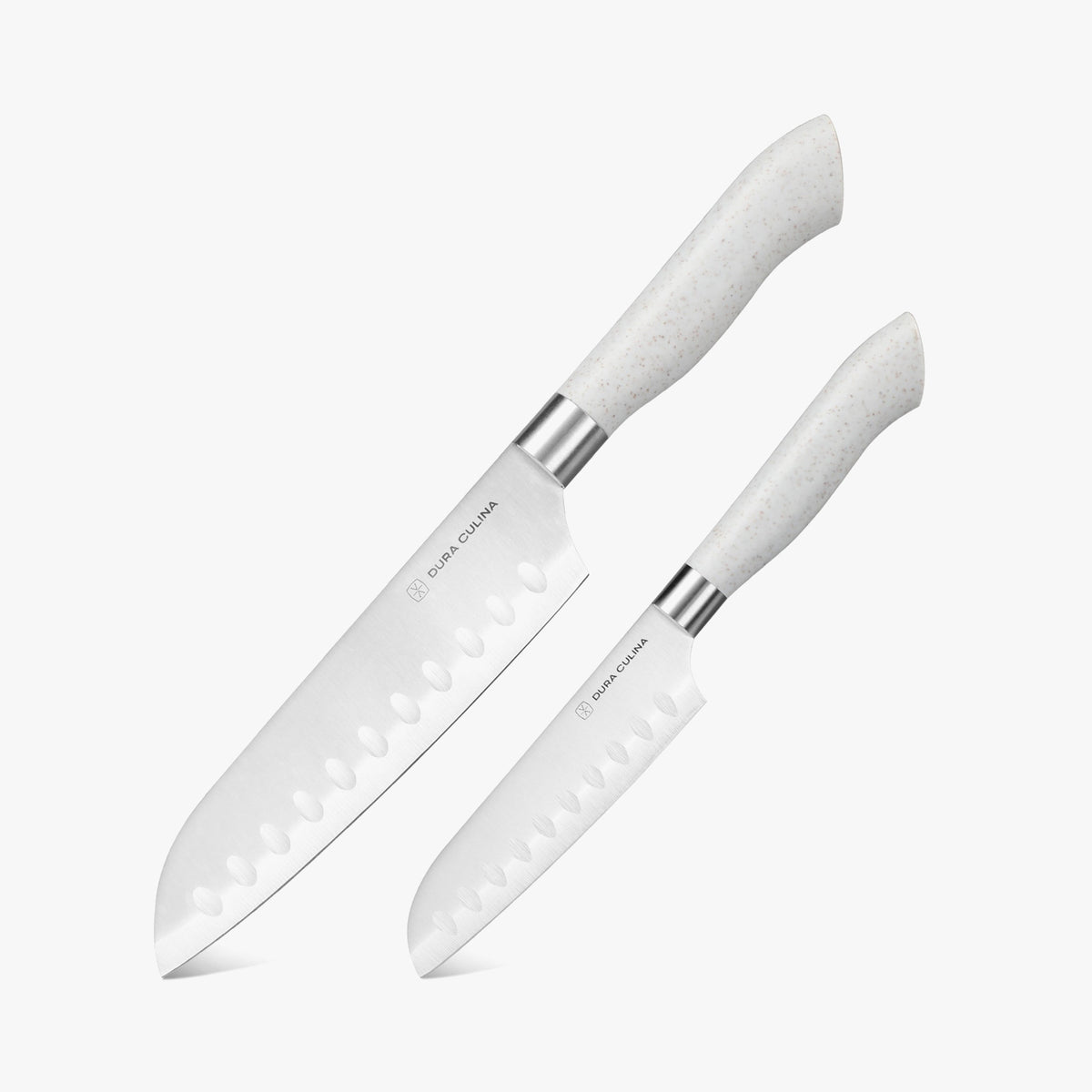 EcoCut 2 Piece Santoku Knife Set With Blade Guards, Grey