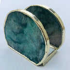 Hand Rounded Green Agate Napkin Holder/Natural Stone Napkin Holder/Paper Napkin Holder/Desk Napkin Holder/Picnic Holder