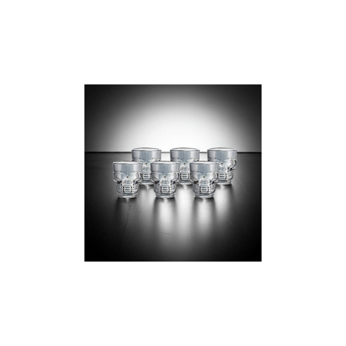 Set of 6 Skull Shot Glasses – 1.75 oz Glass Novelty Drinkware for Halloween Parties, Cocktail Bars & Home Decor
