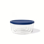 8 Piece Set (4 Containers + 4 Lids) Round Nesting Glass Storage Containers, Blue