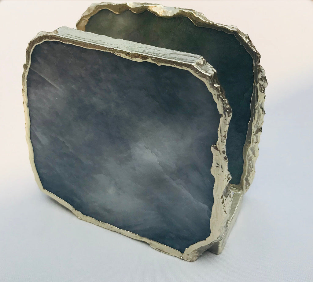 Gray Agate Napkin Holder/Natural Stone Napkin Holder/Paper Napkin Holder/Desk Napkin Holder/Picnic Holder