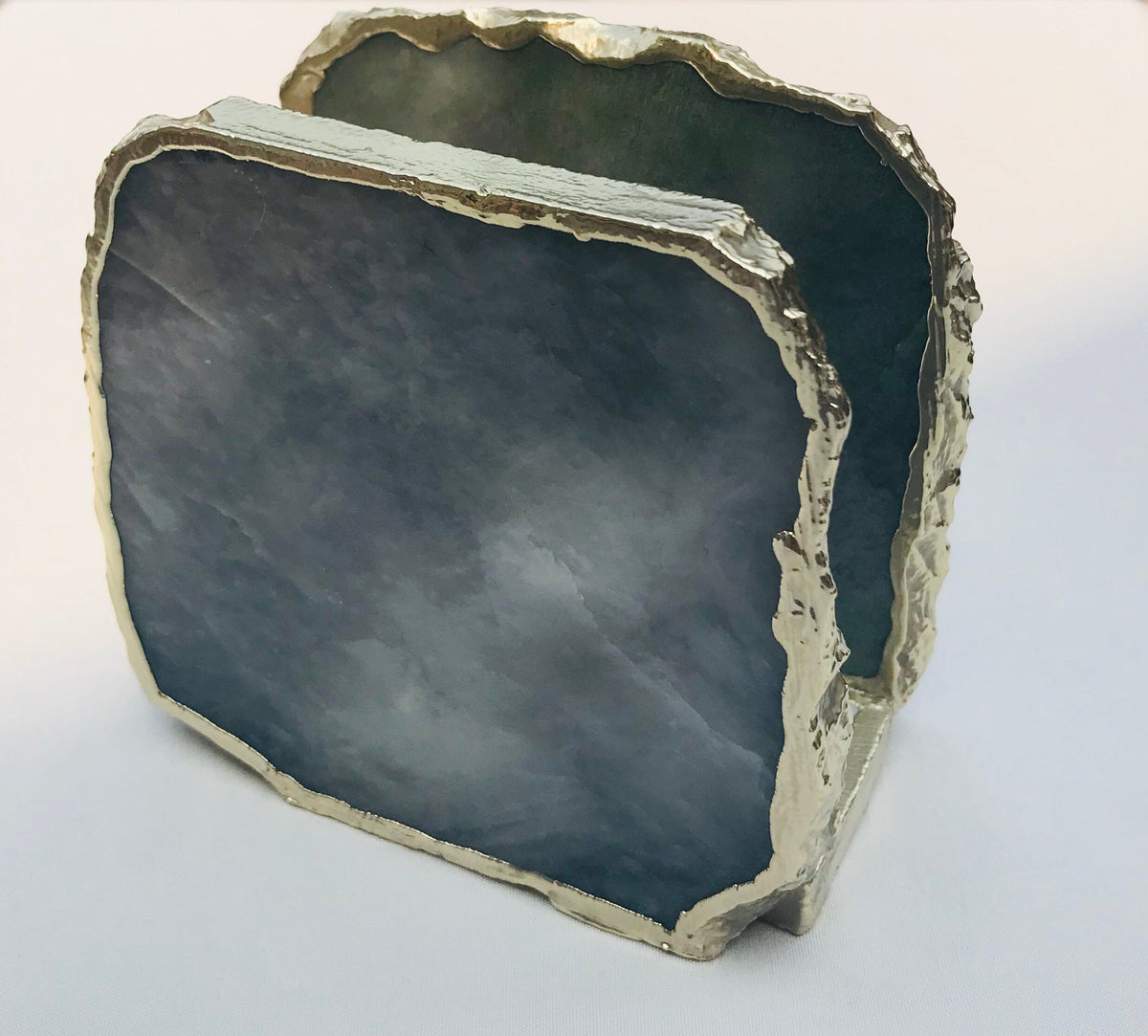 Gray Agate Napkin Holder/Natural Stone Napkin Holder/Paper Napkin Holder/Desk Napkin Holder/Picnic Holder