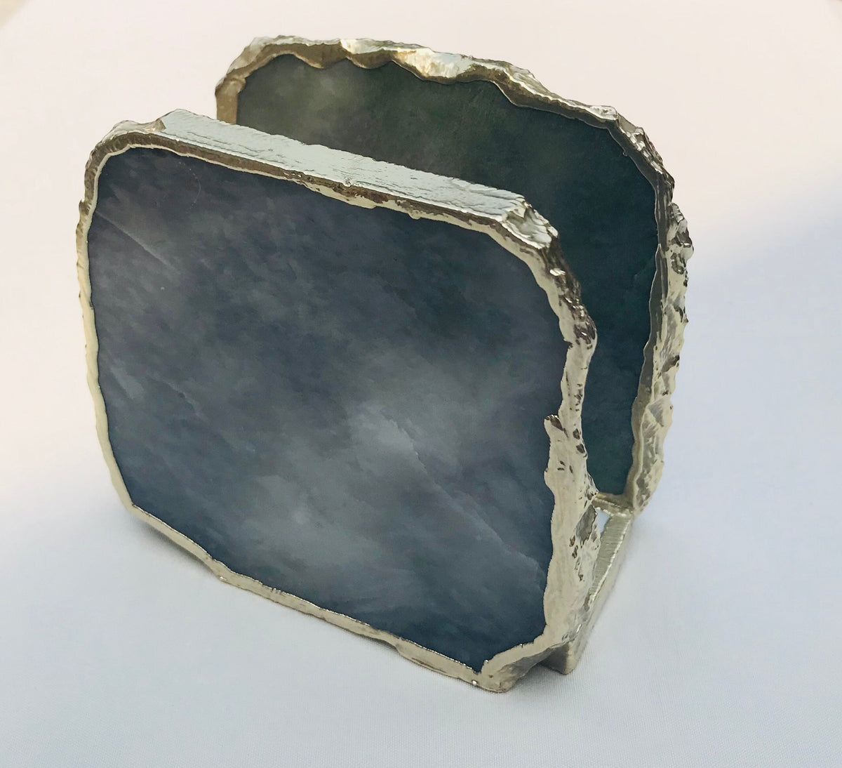 Gray Agate Napkin Holder/Natural Stone Napkin Holder/Paper Napkin Holder/Desk Napkin Holder/Picnic Holder