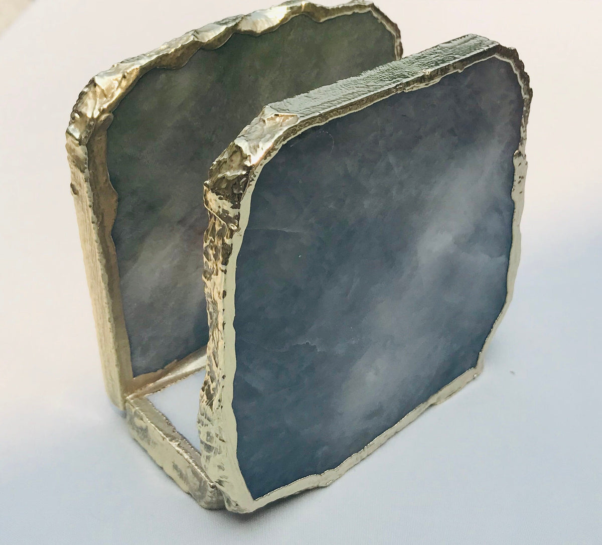Gray Agate Napkin Holder/Natural Stone Napkin Holder/Paper Napkin Holder/Desk Napkin Holder/Picnic Holder