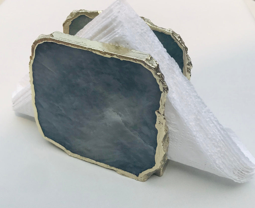 Gray Agate Napkin Holder/Natural Stone Napkin Holder/Paper Napkin Holder/Desk Napkin Holder/Picnic Holder