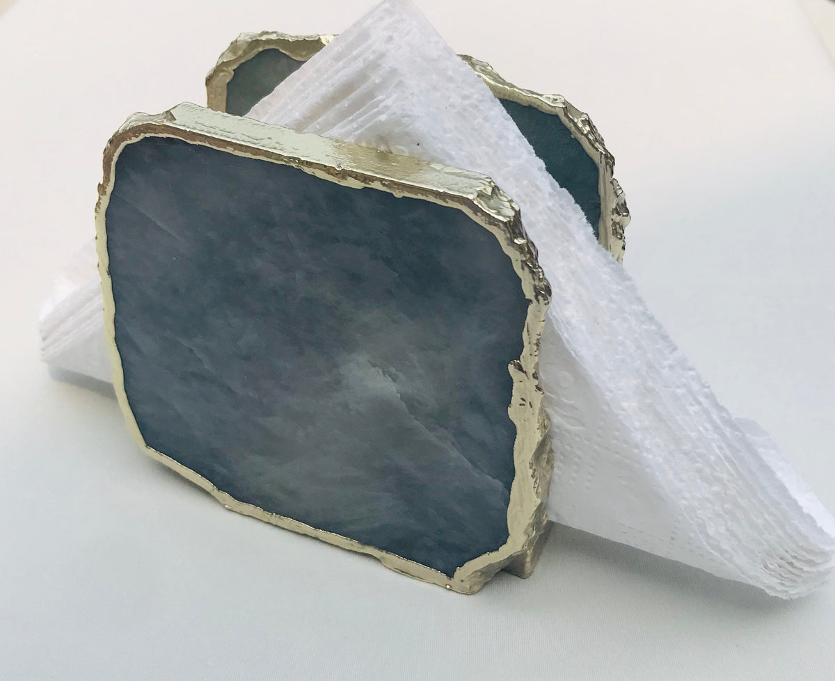 Gray Agate Napkin Holder/Natural Stone Napkin Holder/Paper Napkin Holder/Desk Napkin Holder/Picnic Holder
