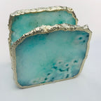 Aqua Agate Napkin Holder/Natural Stone Napkin Holder/Paper Napkin Holder/Desk Napkin Holder/Picnic Holder