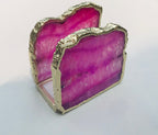 Pink Agate Napkin Holder/Natural Stone Napkin Holder/Paper Napkin Holder/Desk Napkin Holder/Picnic Holder