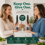Keep one, give one: two-piece stainless steel masher gift set, dishwasher safe and heat resistant to 450°F